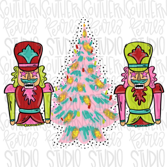 Nutcracker and Christmas tree trio | Sublimation Design | Digital Download | Women’s, Kids Shirt PNG