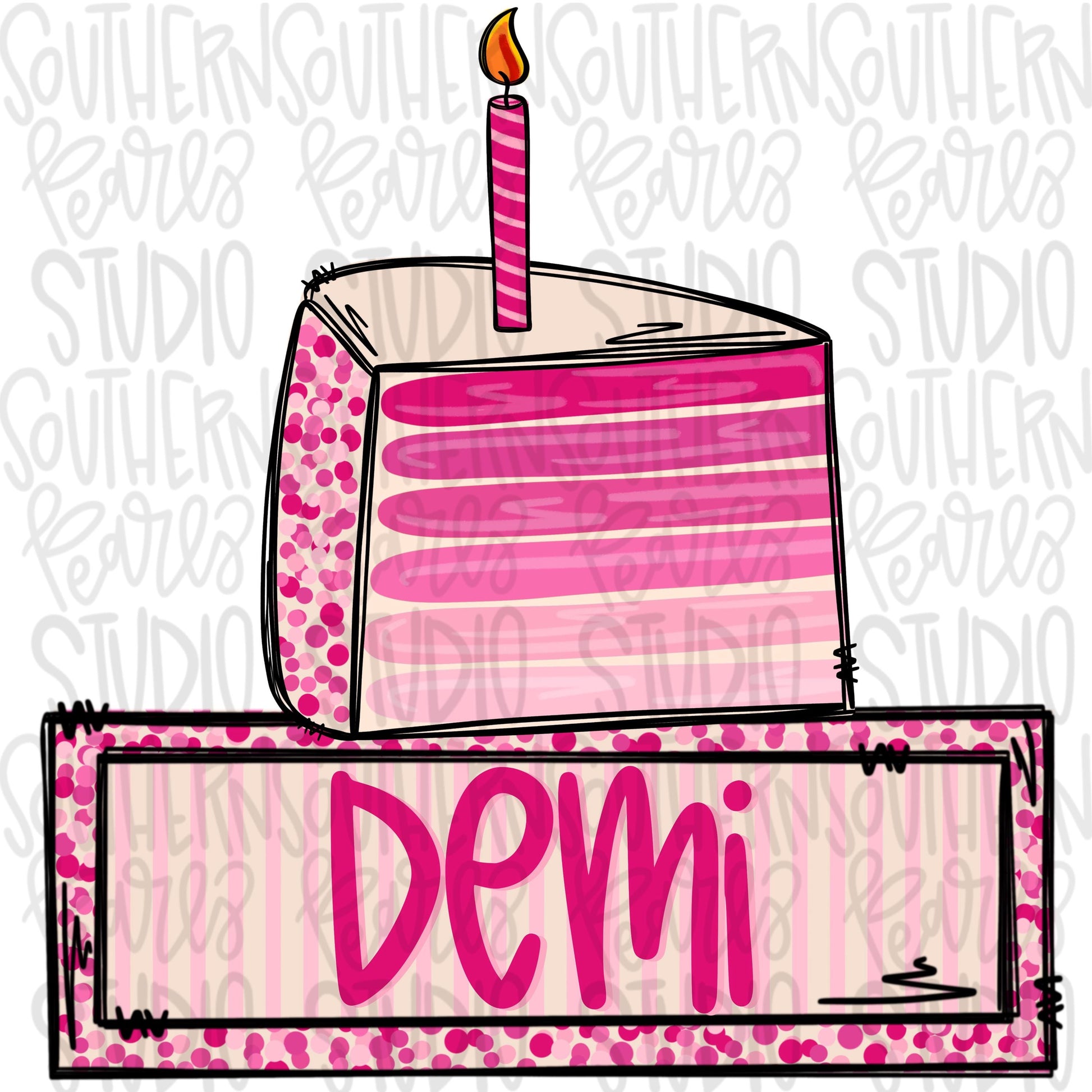 Birthday cake with candle and name patch | pinks | Sublimation Design | Digital Download | Women’s Shirt | PNG design