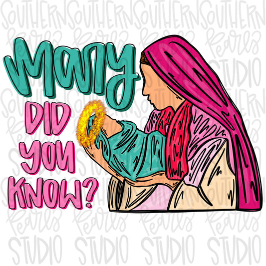 Mary did you know | Mary and baby Jesus | Sublimation Design | Digital Download | Women’s, Kids Shirt PNG