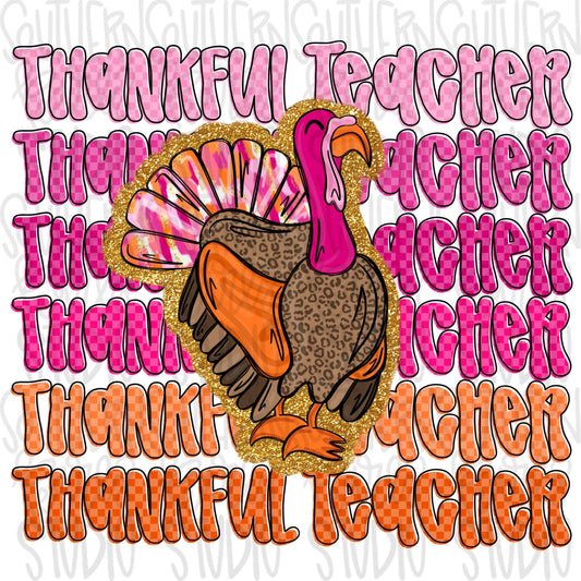 Thankful Teacher | Sublimation Design | Digital Download | Women’s, Kids Shirt PNG