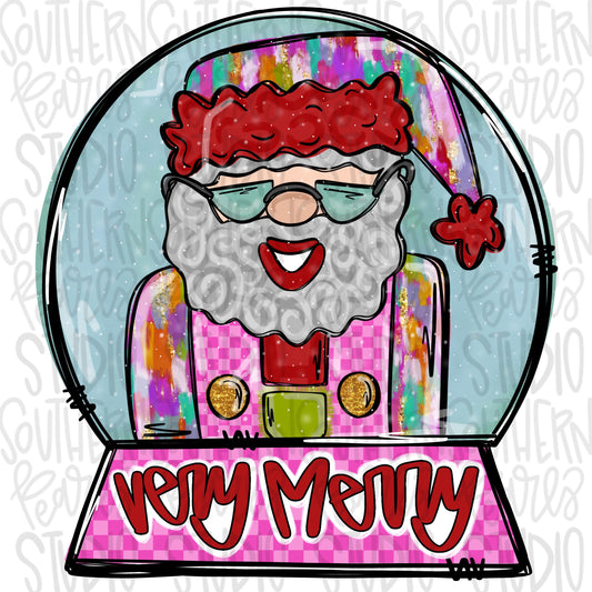 Santa in snow globe | very merry | Sublimation Design | Digital Download | Women’s, Kids Shirt PNG