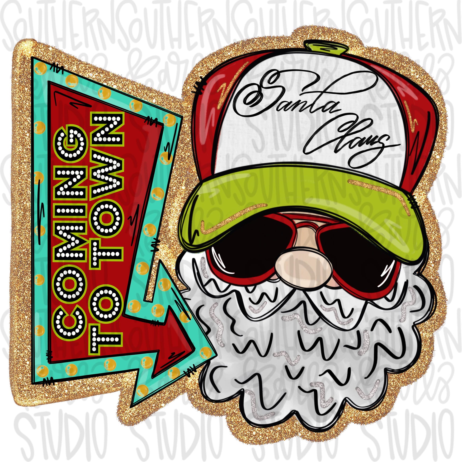 Santa with hat | Coming to town |Sublimation Design | Digital Download | Women’s, Kids Shirt PNG