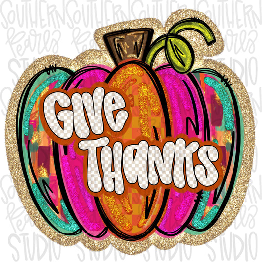 Give thanks pumpkin | Sublimation Design | Digital Download | Women’s, Kids Shirt PNG