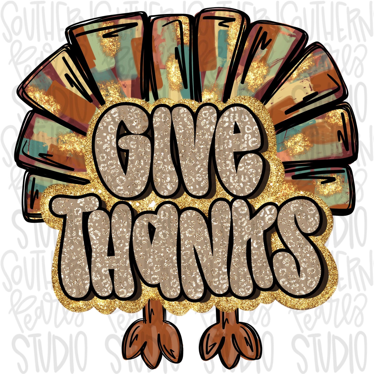 Give thanks turkey feathers | Sublimation Design | Digital Download | Women’s, Kids Shirt PNG