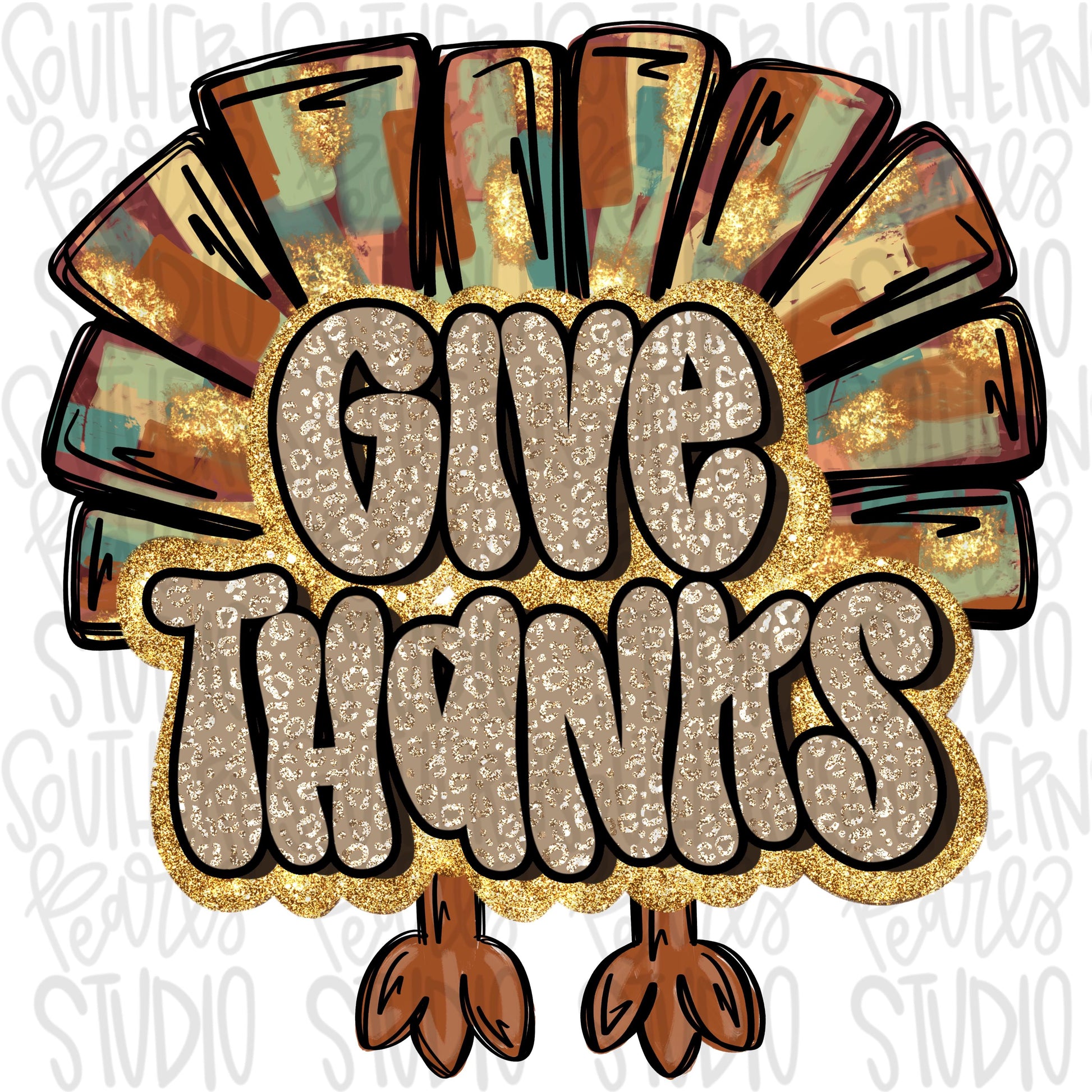 Give thanks turkey feathers | Sublimation Design | Digital Download | Women’s, Kids Shirt PNG