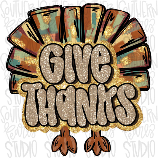 Give thanks turkey feathers | Sublimation Design | Digital Download | Women’s, Kids Shirt PNG