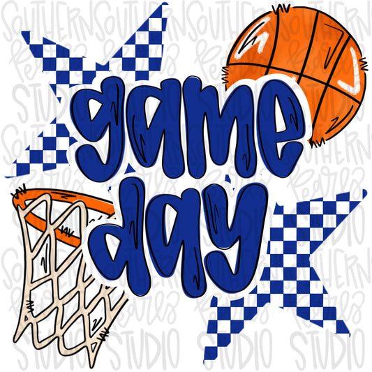 Game Day basketball | Royal and White | Go Team | PNG | Sublimation | Design Download