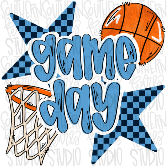 Game Day basketball | Navy and Carolina Blue | Go Team | PNG | Sublimation | Design Download
