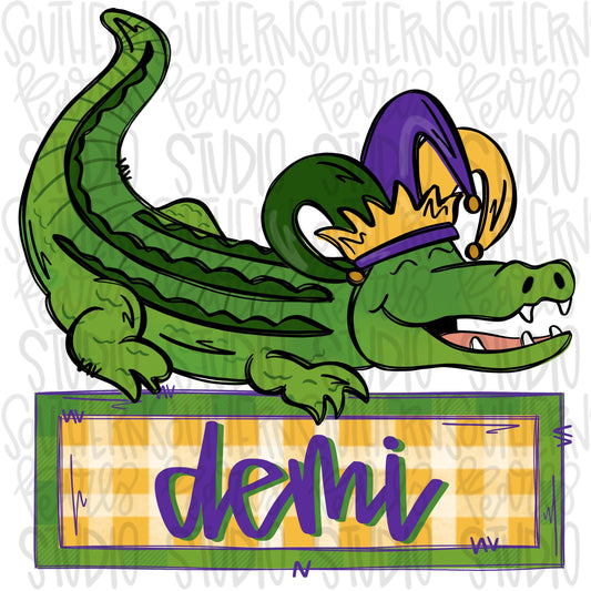 Mardi Gras alligator with joker hat | Sublimation Design | Digital Download | Women’s, Kids Shirt PNG