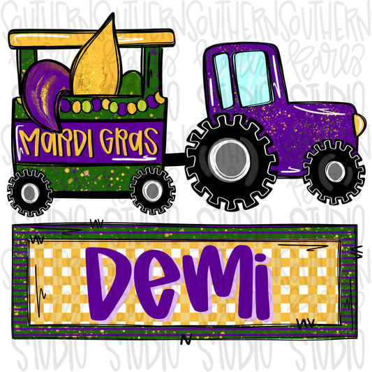 Mardi Gras tractor pulling float | Sublimation Design | Digital Download | Women’s, Kids Shirt PNG