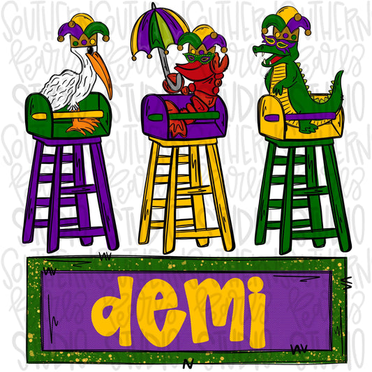 Mardi Gras animals sitting in chairs | Sublimation Design | Digital Download | Women’s, Kids Shirt PNG