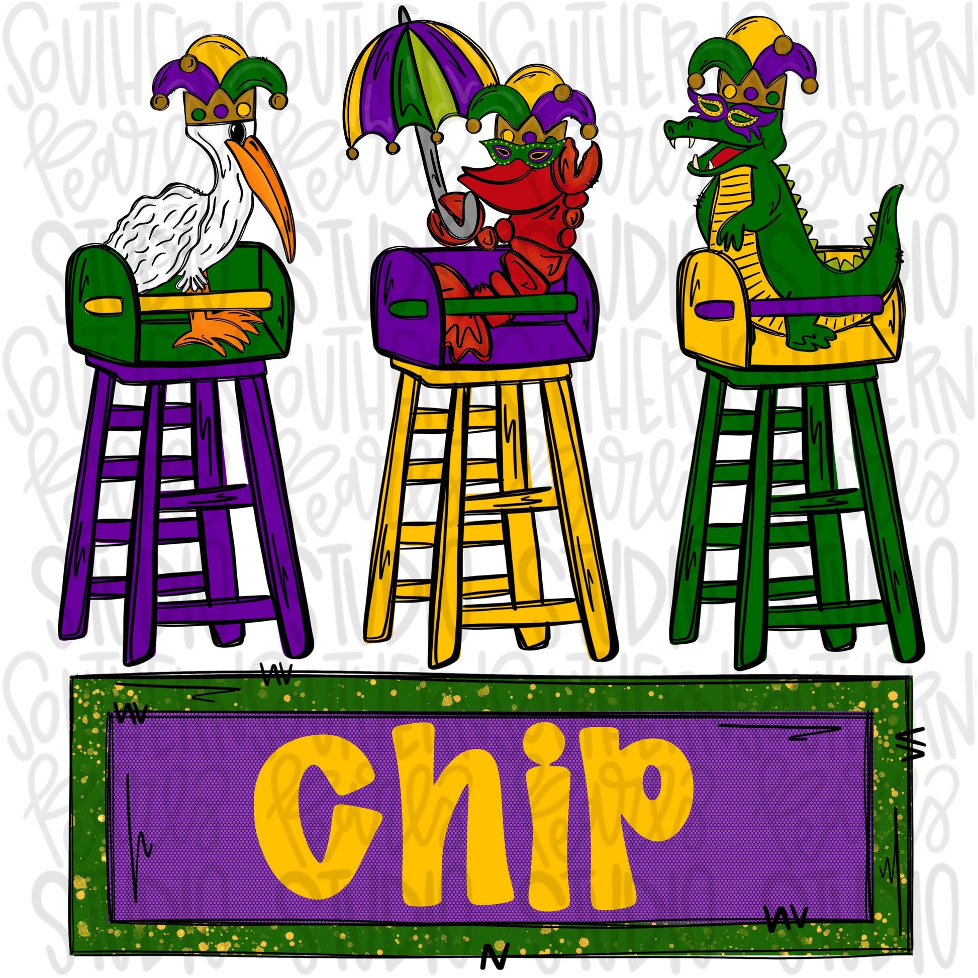 Mardi Gras animals sitting in chairs | Sublimation Design | Digital Download | Women’s, Kids Shirt PNG