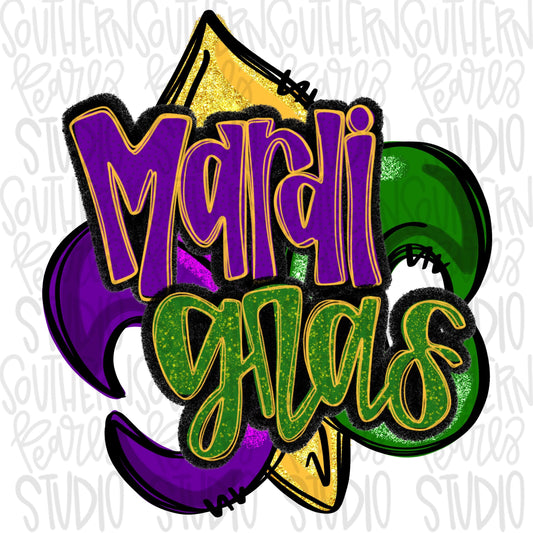 Mardi Gras fleur de Lis | Sublimation Design | Digital Download | Women’s, Kids Shirt PNG