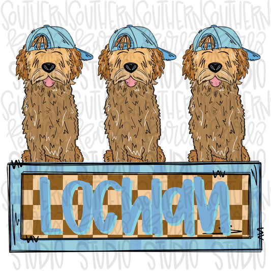Goldendoodle trio with patch | Sublimation Design | Digital Download | Women’s, Kids Shirt PNG