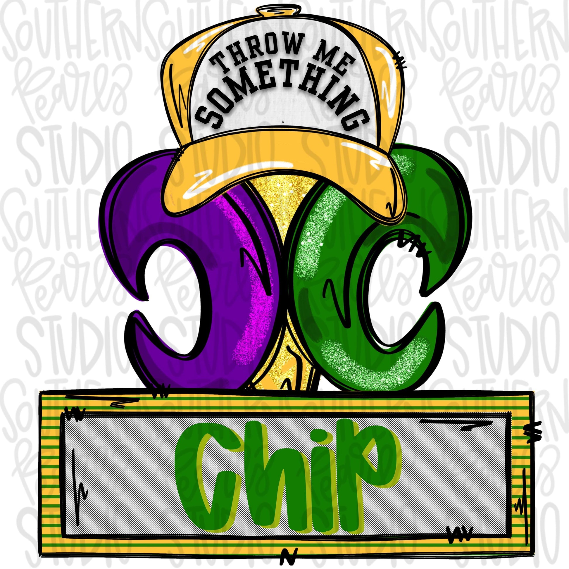 Mardi Gras fleur de Lis with hat and name patch | Sublimation Design | Digital Download | Women’s, Kids Shirt PNG