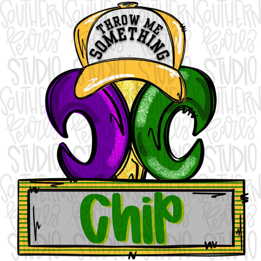 Mardi Gras fleur de Lis with hat and name patch | Sublimation Design | Digital Download | Women’s, Kids Shirt PNG