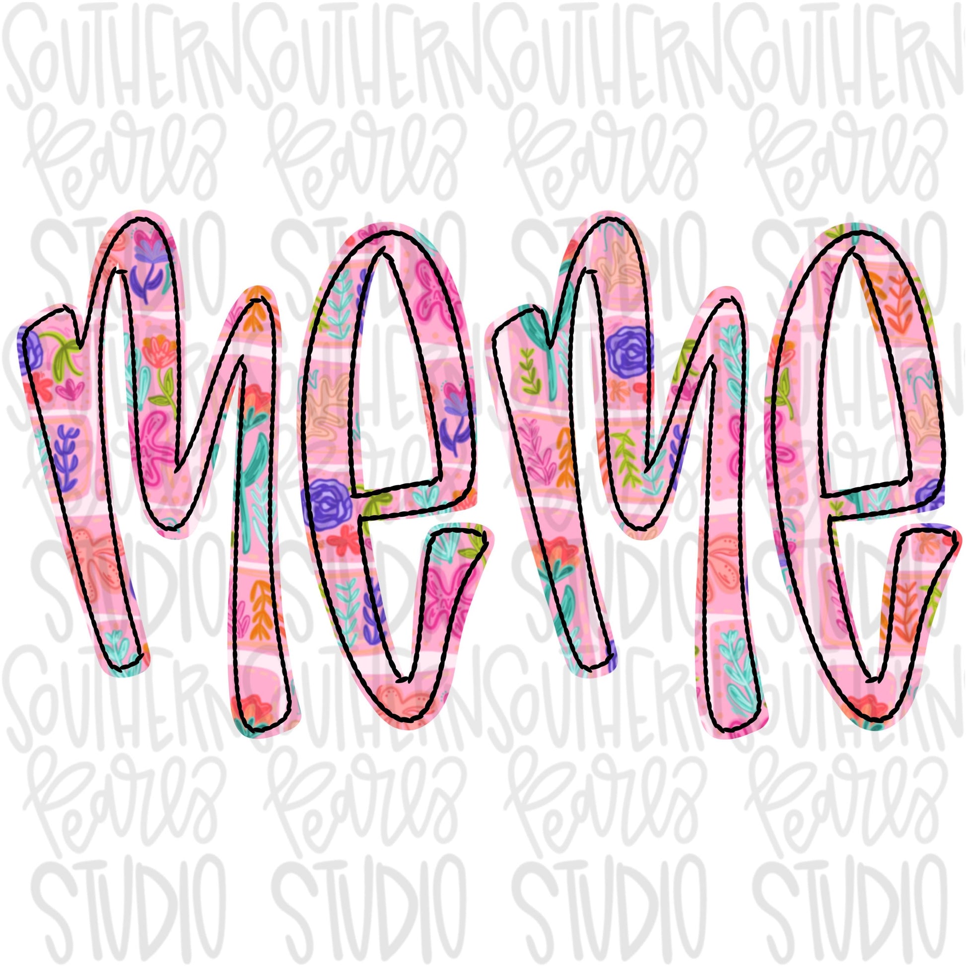 MeMe quilted floral pattern | Sublimation Design | Digital Download | Women’s, Kids Shirt PNG