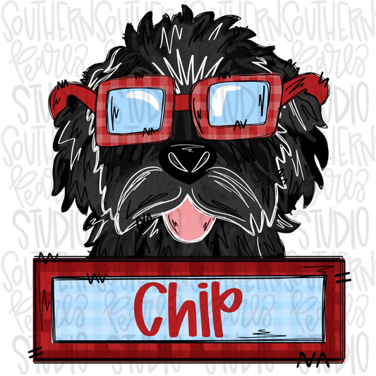 Valentine black Goldendoodle with patch boy | Sublimation Design | Digital Download | Women’s, Kids Shirt PNG