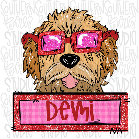 Valentine Goldendoodle with patch girl | Sublimation Design | Digital Download | Women’s, Kids Shirt PNG
