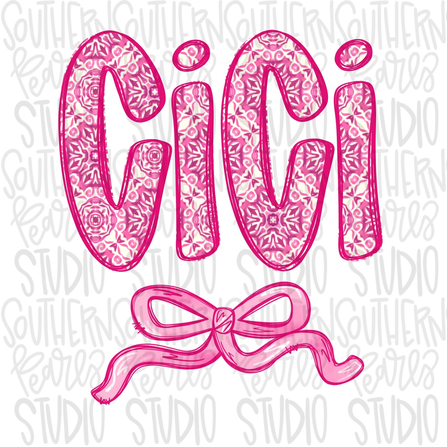 CiCi pink floral with bow | Sublimation Design | Digital Download | Women’s, Kids Shirt PNG
