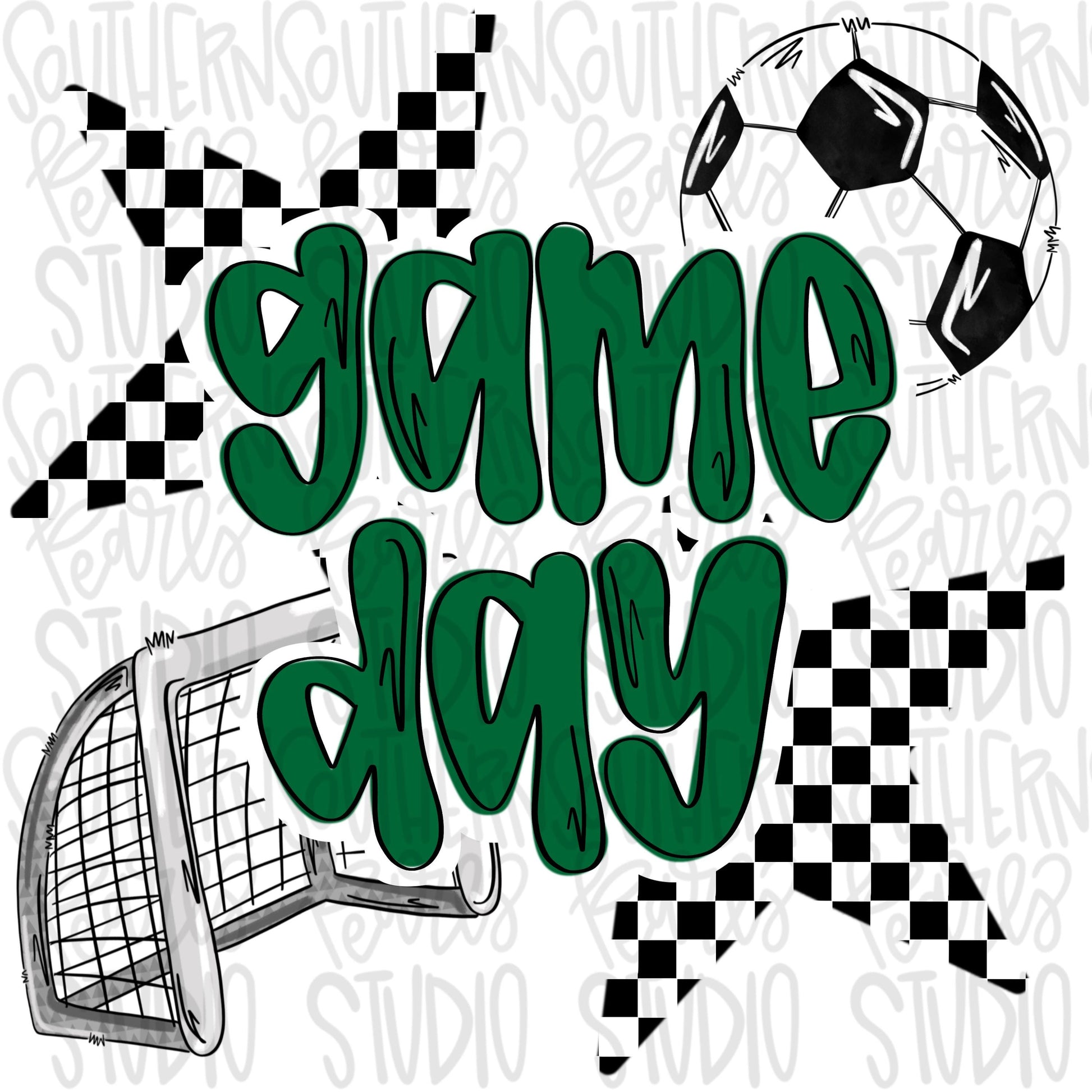 Game Day soccer | green, Black and White | Go Team | PNG | Sublimation | Design Download