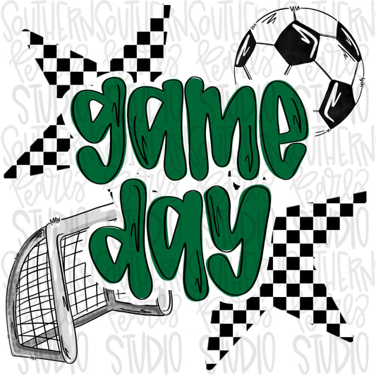 Game Day soccer | green, Black and White | Go Team | PNG | Sublimation | Design Download
