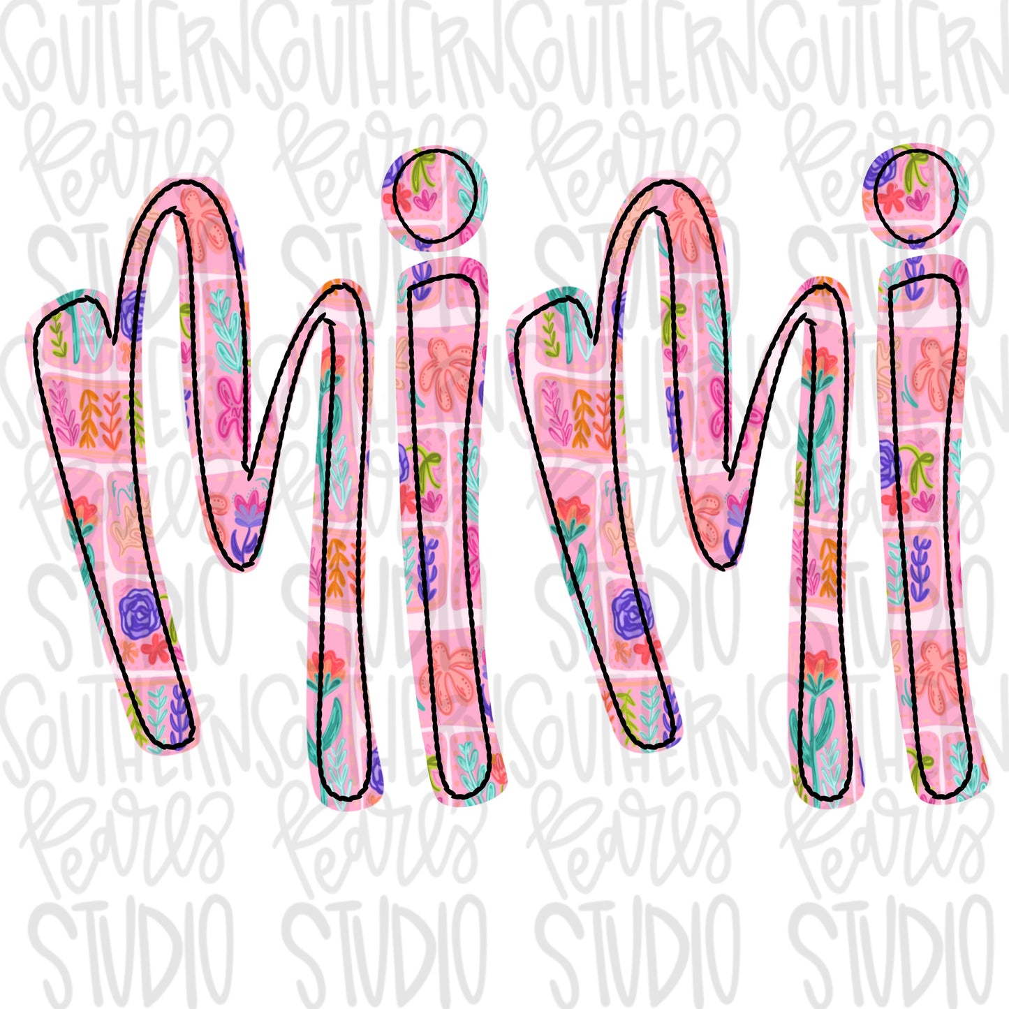 MiMi quilted floral pattern | Sublimation Design | Digital Download | Women’s, Kids Shirt PNG