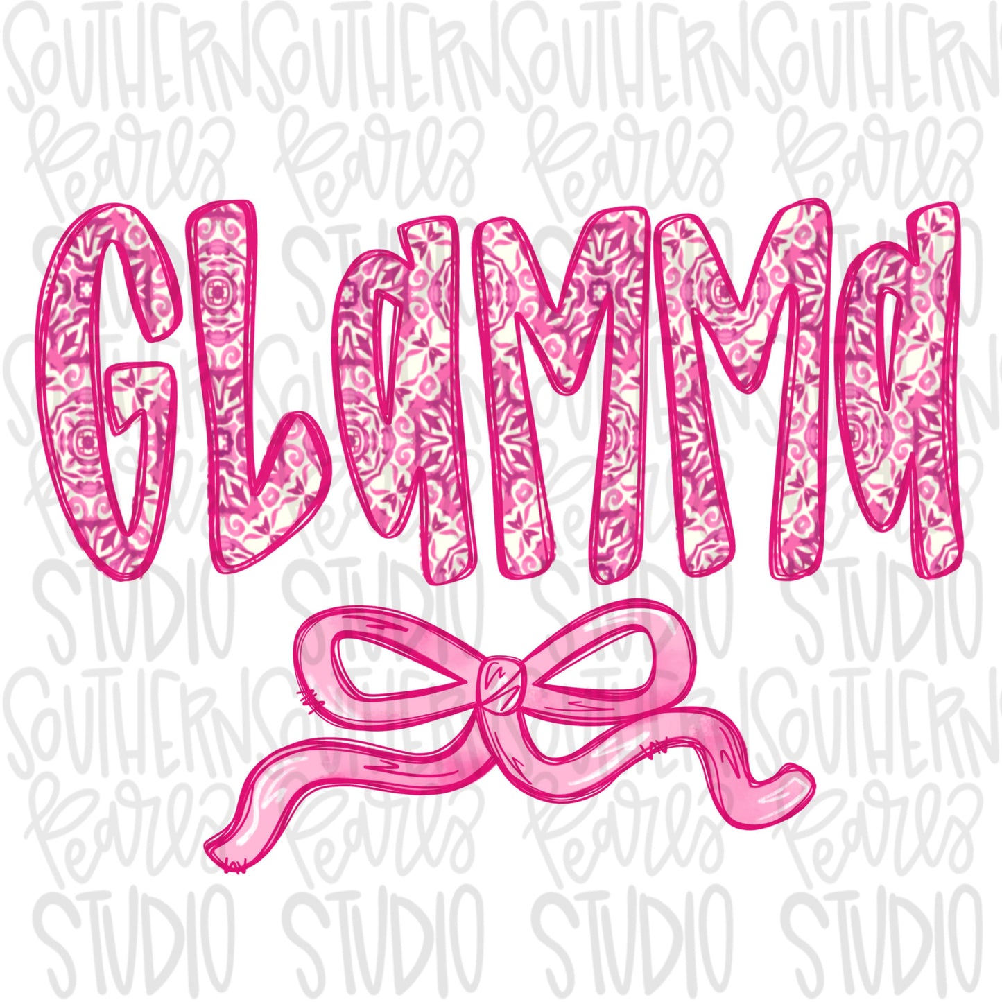Glamma pink floral with bow | Sublimation Design | Digital Download | Women’s, Kids Shirt PNG