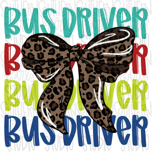 Bus Driver | leopard bow | PNG | Sublimation design | Design Download | dtf | dtg |