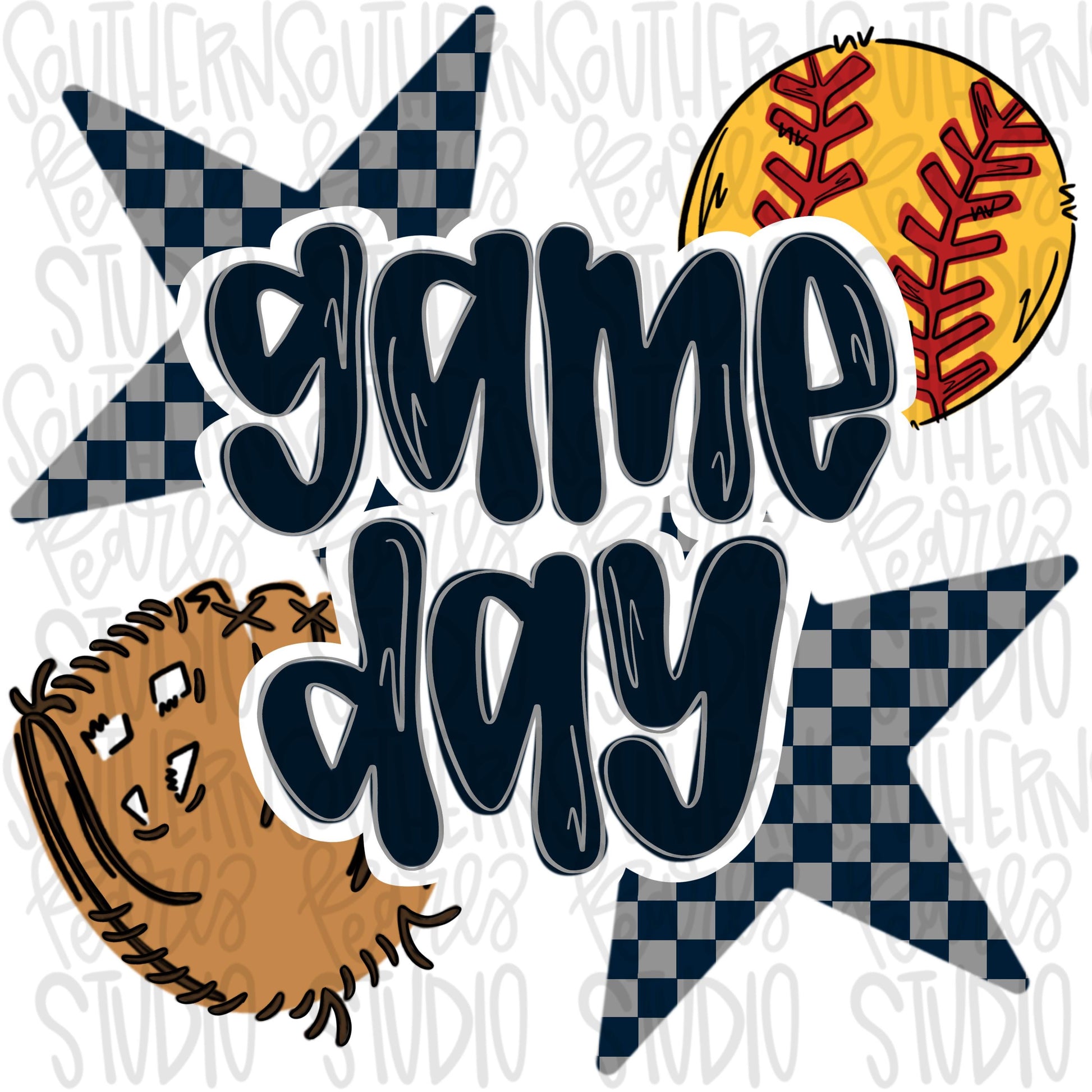 Game Day Softball | navy and gray | Go Team | PNG | Sublimation | Design Download