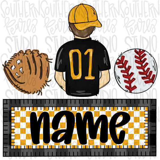 Baseball boy Name Patch | Black and Gold | Baseball Mom | Sublimation Design | Digital Download | Women’s, Kids Shirt PNG