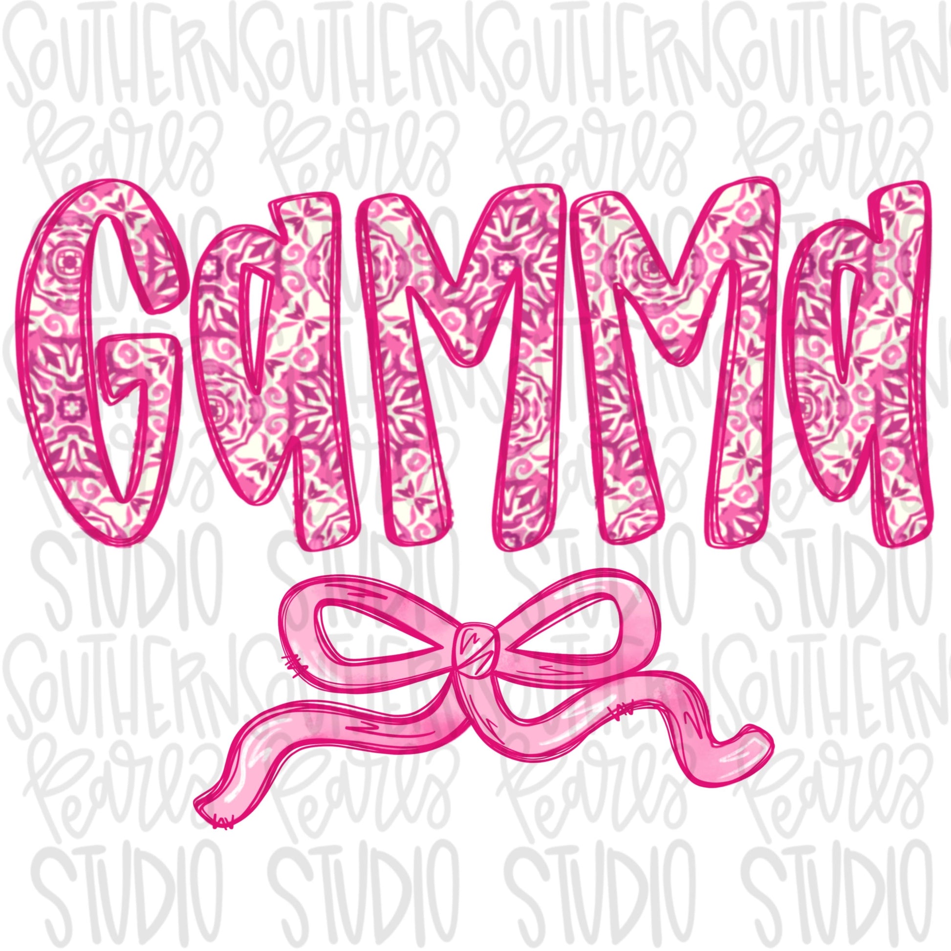 Gamma pink floral with bow | Sublimation Design | Digital Download | Women’s, Kids Shirt PNG