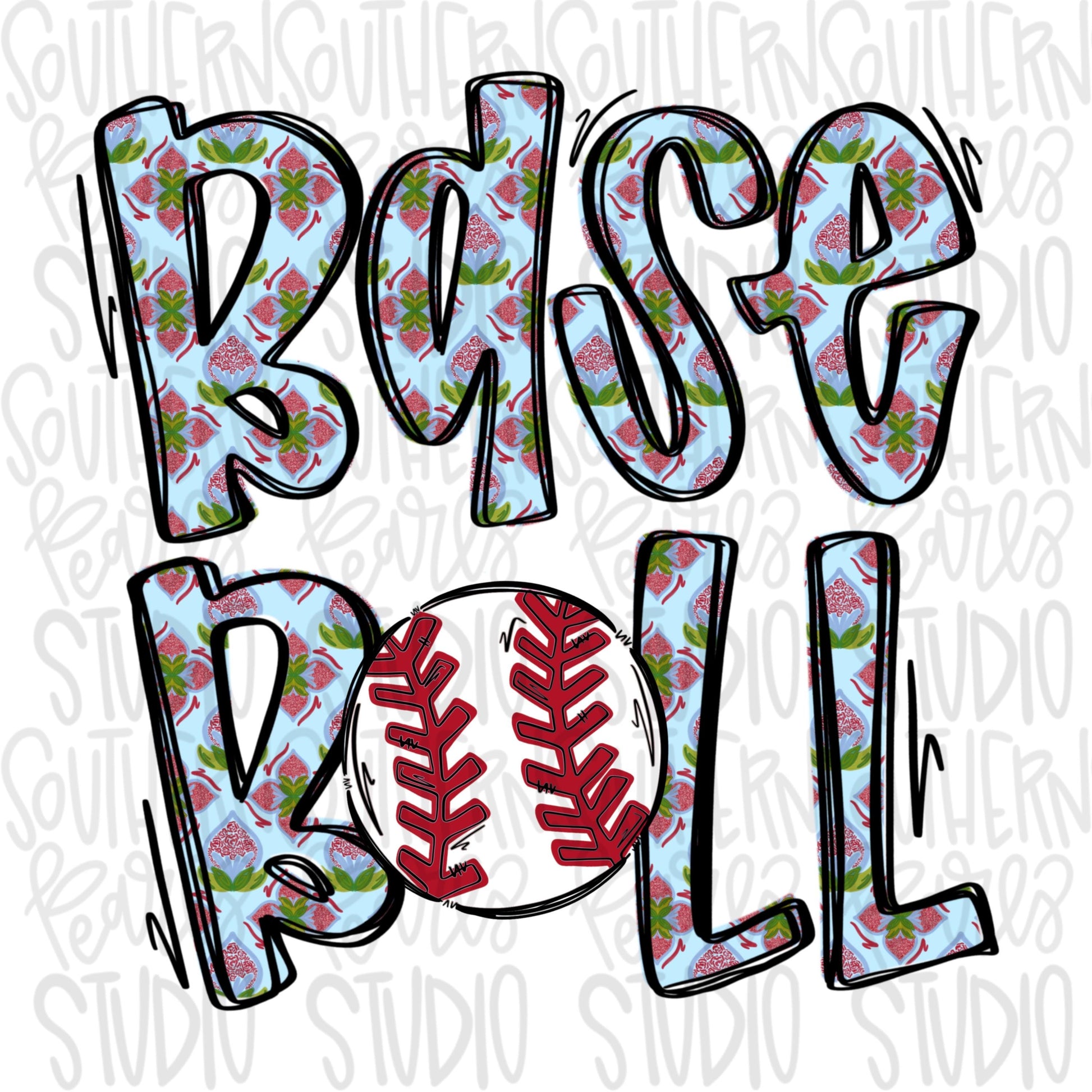 Baseball | grand millennial fill red | Go Team | PNG | Sublimation | Design Download