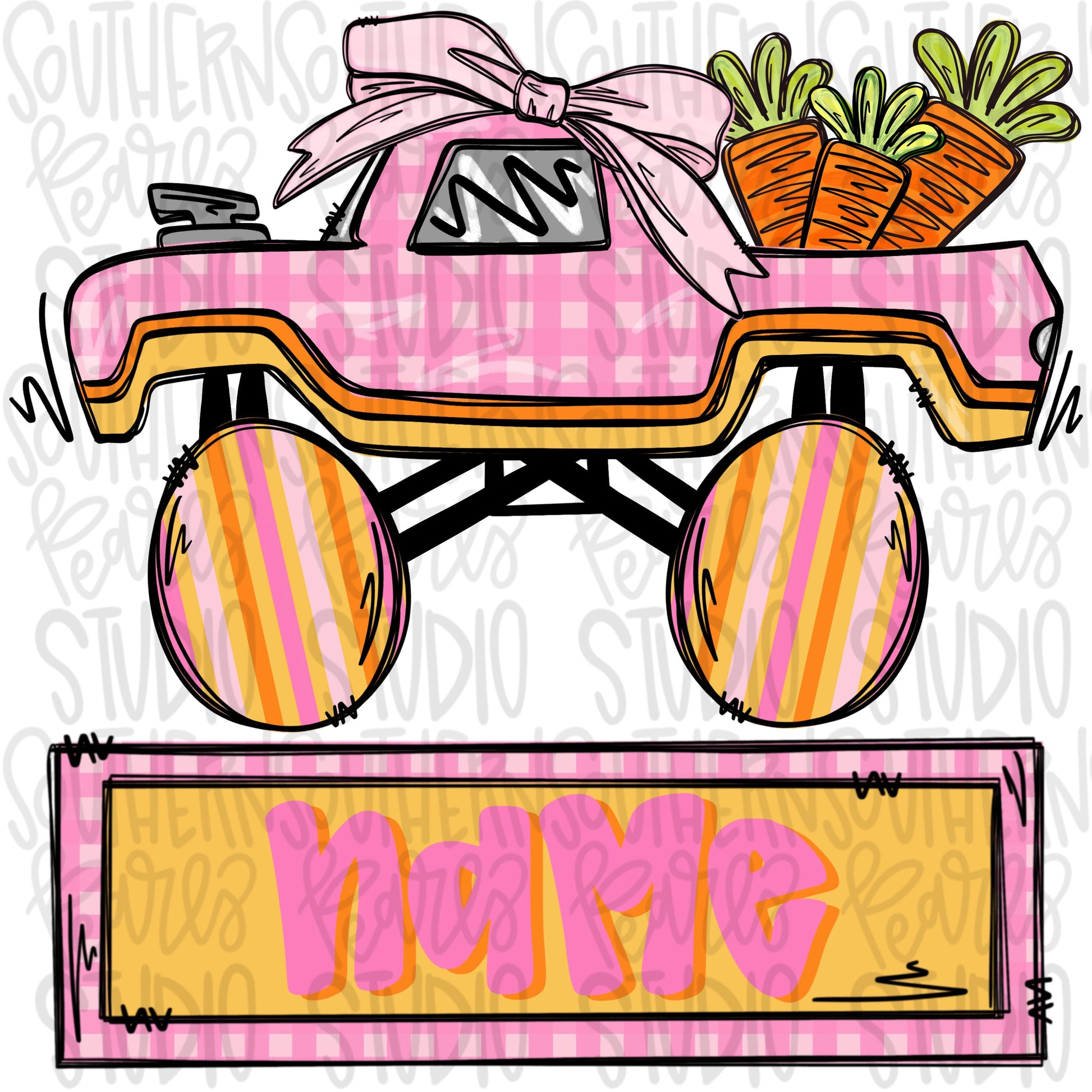 carrying monsters Easter monster truck carrying carrots with name patch | girl