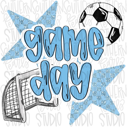 Game Day soccer | Columbia blue glitter | Go Team | PNG | Sublimation | Design Download