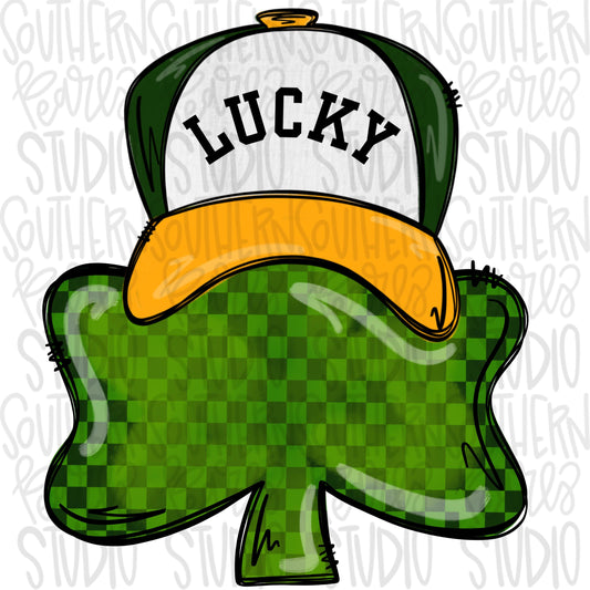 St Patrick’s clover wearing a hat | Sublimation Design | Digital Download | Women’s, Kids Shirt PNG
