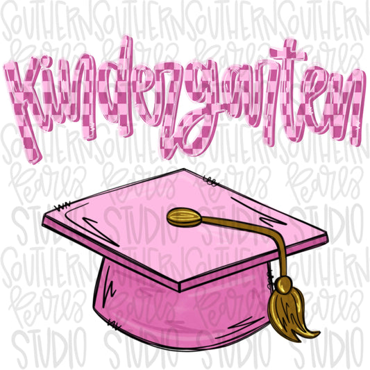 Kindergarten with Graduation cap | pink | Senior | Preschool Kindergarten | Sublimation Design |Digital Download | PNG