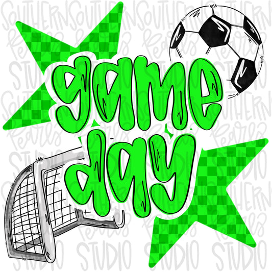 Game Day soccer | electric green | Go Team | PNG | Sublimation | Design Download