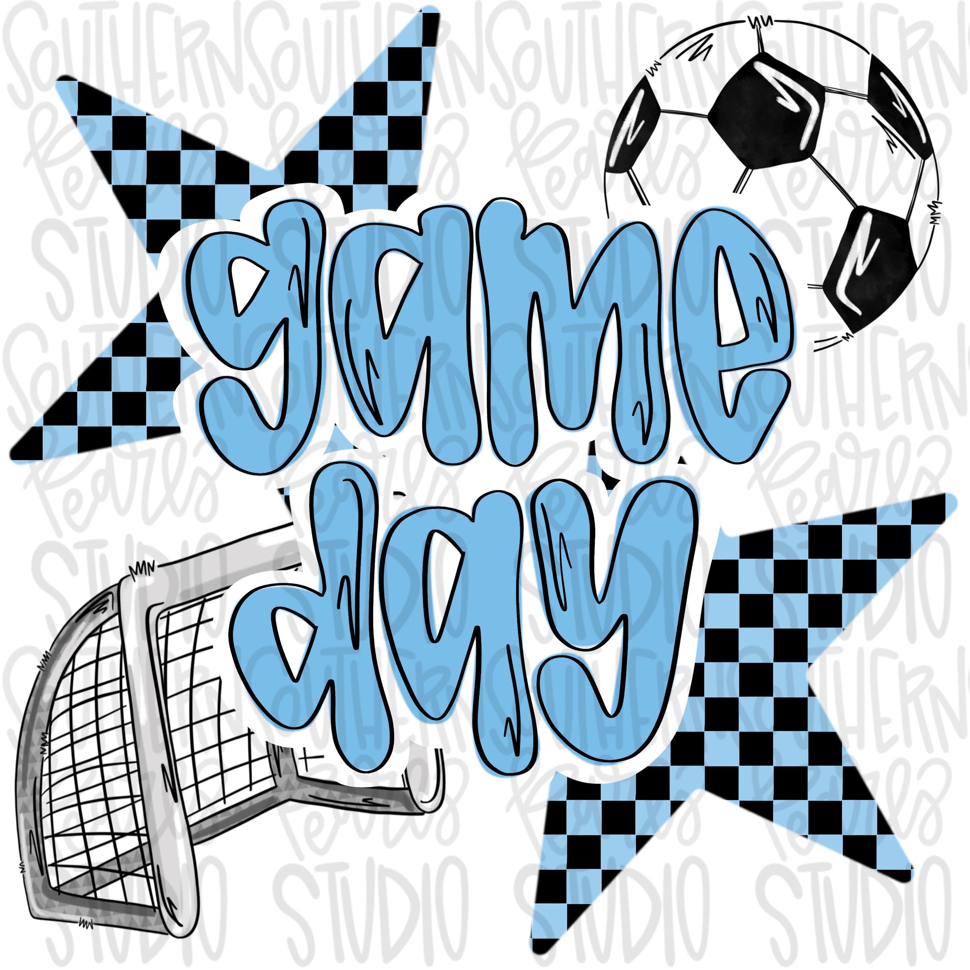 Game Day soccer | Columbia blue and black | Go Team | PNG | Sublimation | Design Download