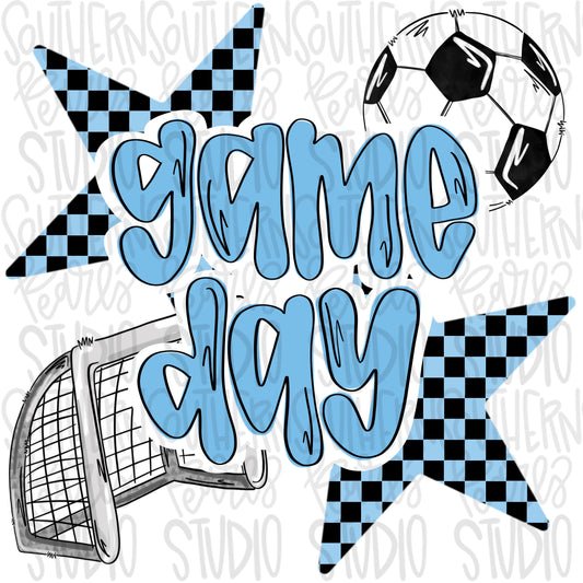Game Day soccer | Columbia blue and black | Go Team | PNG | Sublimation | Design Download