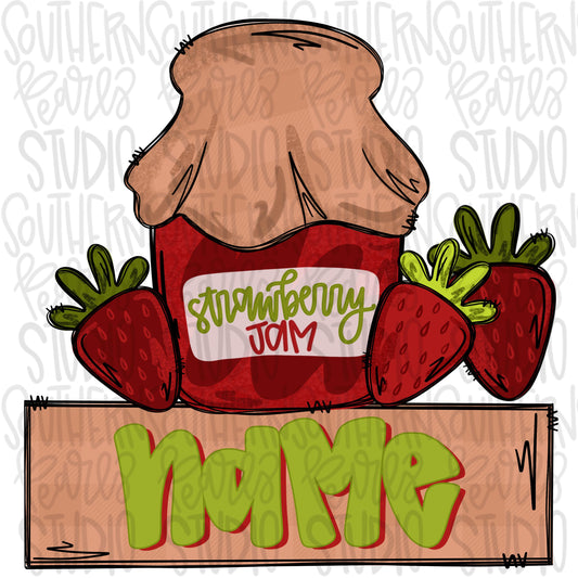 Strawberry Jam with Name Patch | Sublimation Design | Digital Download | Women’s, Kids Shirt PNG