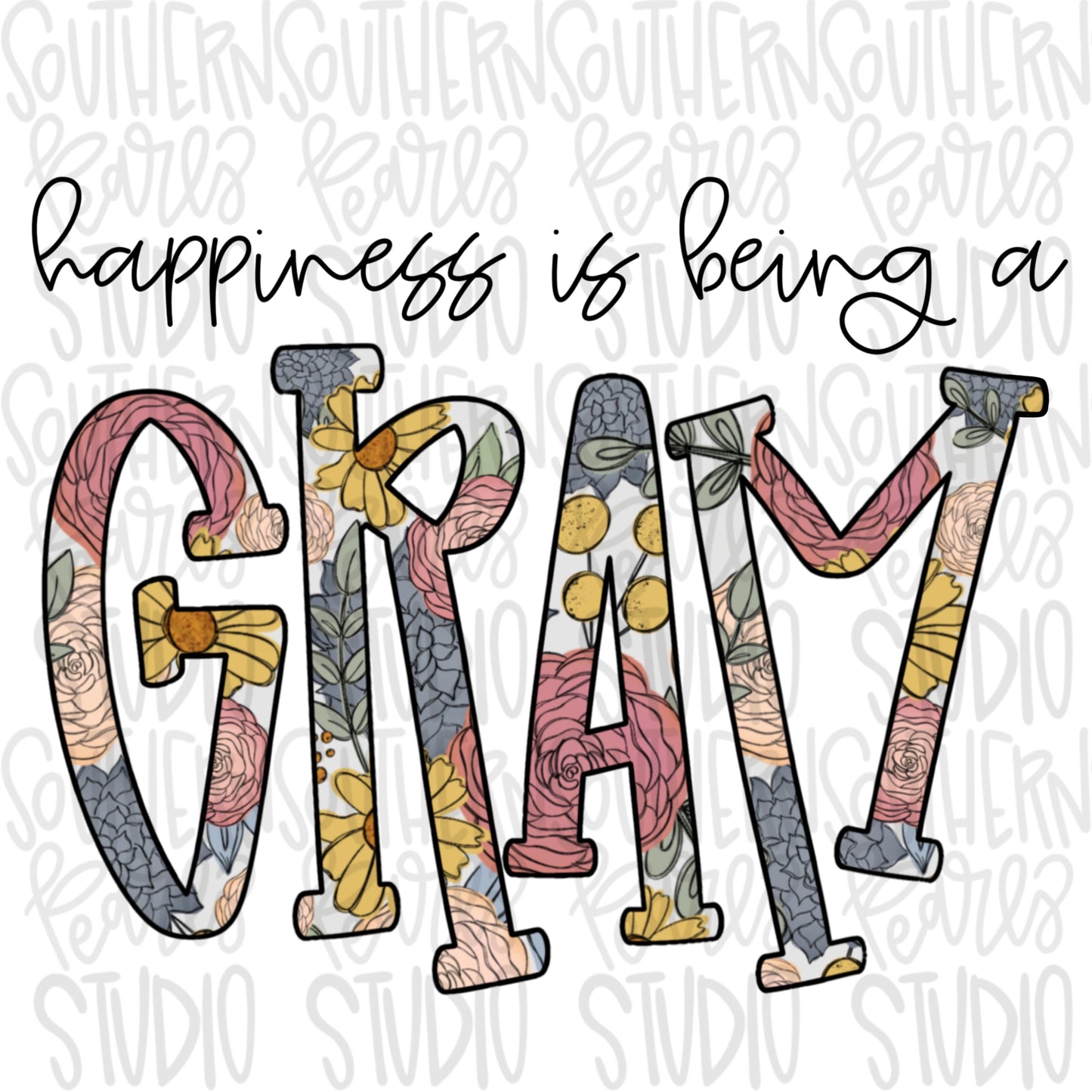 Happiness is being a GRAM | Sublimation Design | Digital Download | Women’s, Kids Shirt PNG