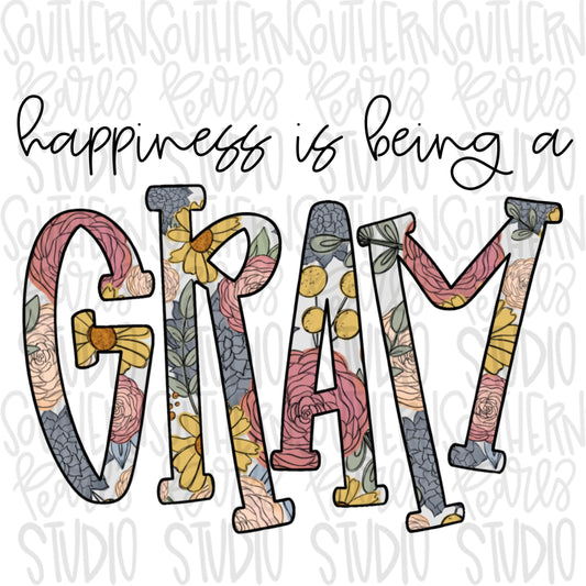 Happiness is being a GRAM | Sublimation Design | Digital Download | Women’s, Kids Shirt PNG