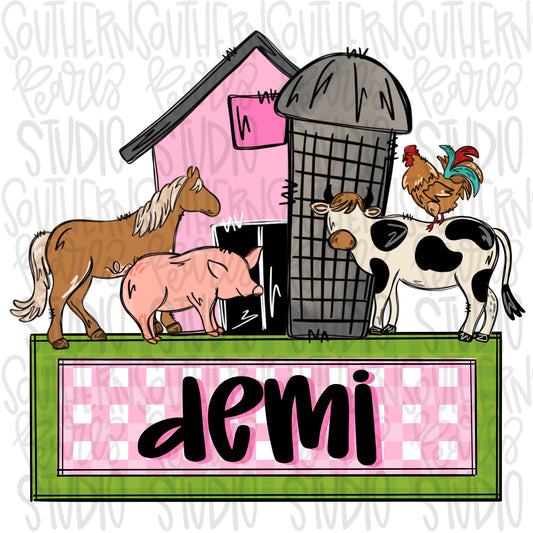 Pink Farm name patch | Sublimation Design | Digital Download | Women’s, Kids Shirt PNG