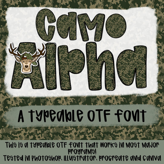 Camo Alpha | Typeable Font | Sublimation Design | Digital Download | Women’s, Kids Shirt PNG