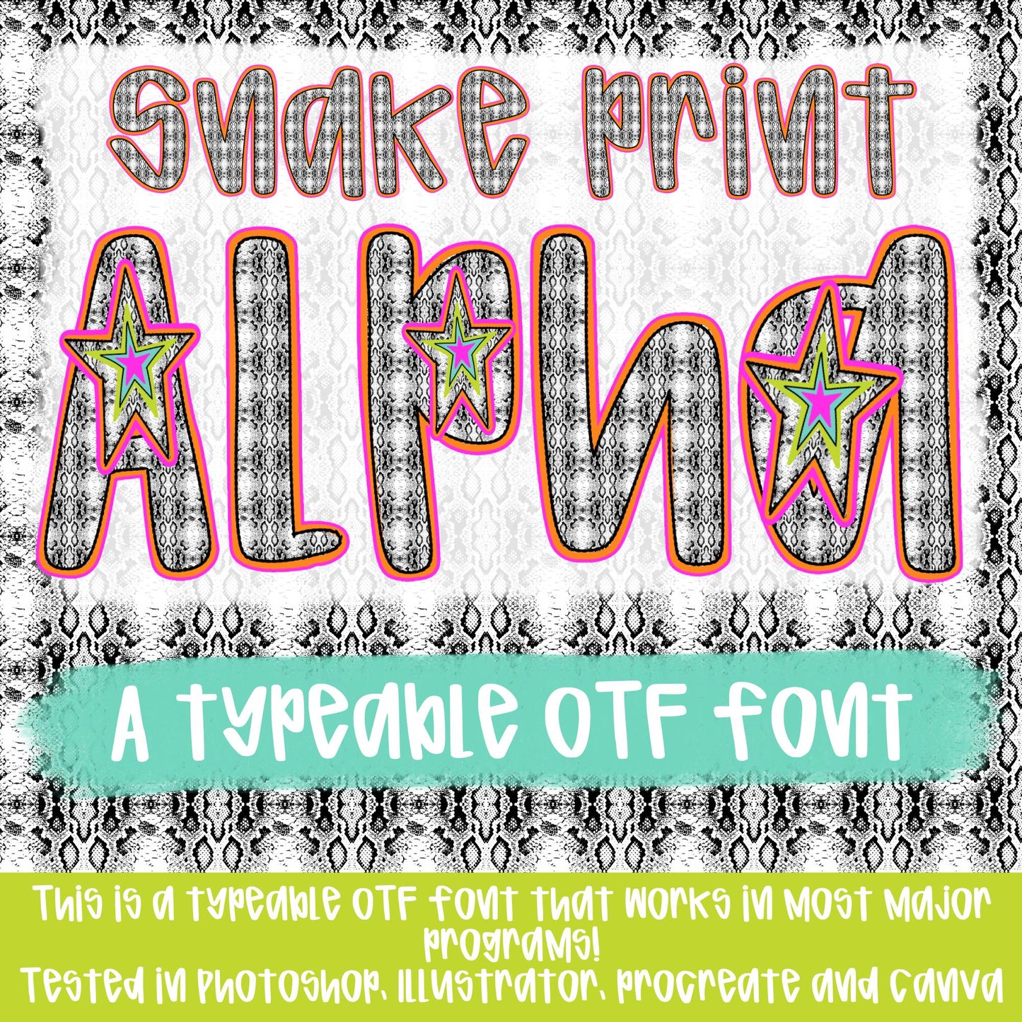 Snake Print Alpha | Typeable Font | Sublimation Design | Digital Download | Women’s, Kids Shirt PNG