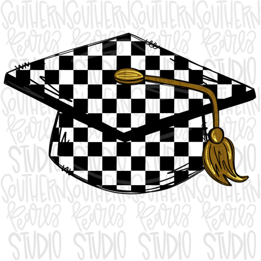 Graduation cap / hat Black checkered | Senior | Preschool | Kindergarten | Sublimation Design | Digital Download | Women’s, Kids Shirt PNG