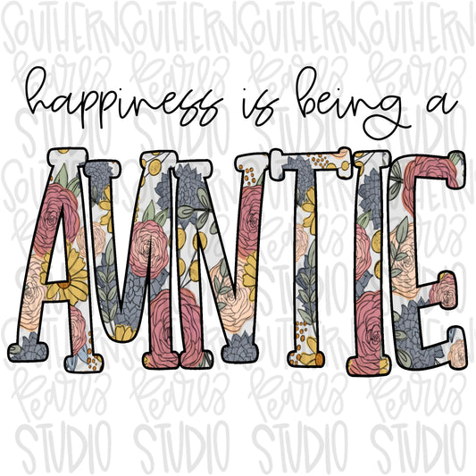 Happiness is being a AUNTIE | Sublimation Design | Digital Download | Women’s, Kids Shirt PNG