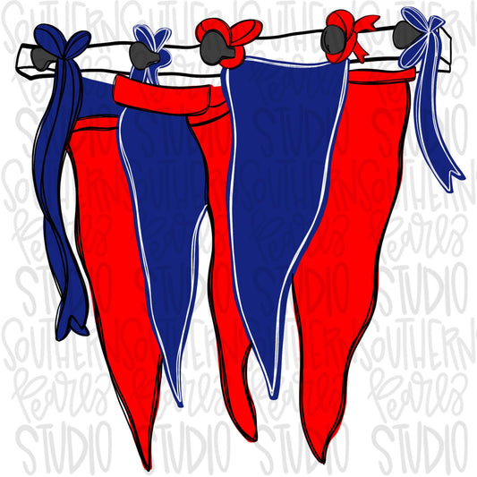Build your own Team Pennants | Royal and bright red | Go Team | PNG | Sublimation | Design Download