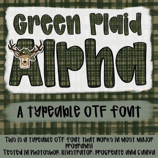 Green Plaid Alpha | Typeable Font | Sublimation Design | Digital Download | Women’s, Kids Shirt PNG